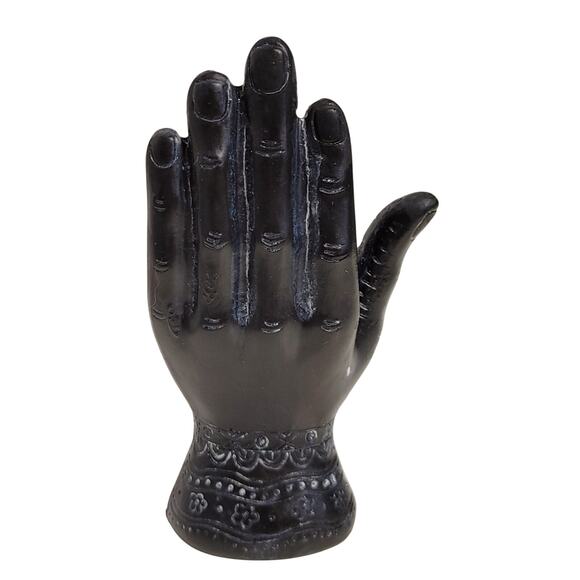 Evil Eye Hamsa Hand Fatima God Palmistry Decorative Statue Halloween Decor Black - Picture 2 of 3